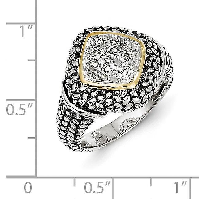 925スターリングシルバーテクスチャポリッシュプロングセット14 1/10c。女性のためのダイヤモンドリングジュエリーギフト~リングサイズ:6?の画像