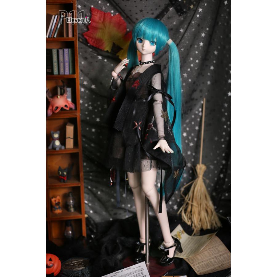 1/3，DD スエードドレス ガウン セット服 黒 ドルフィードリーム ドール服 オーダー