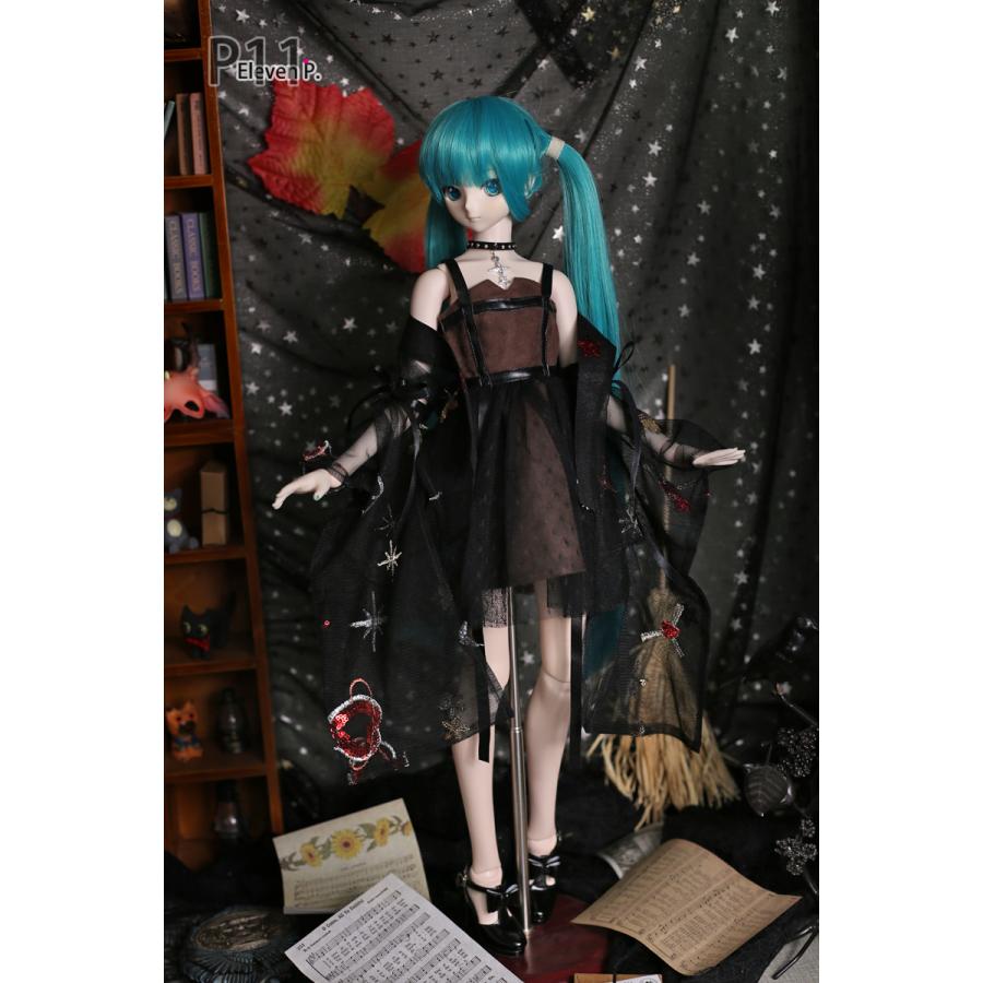 1/3，DD スエードドレス ガウン セット服 黒 ドルフィードリーム ドール服 オーダー
