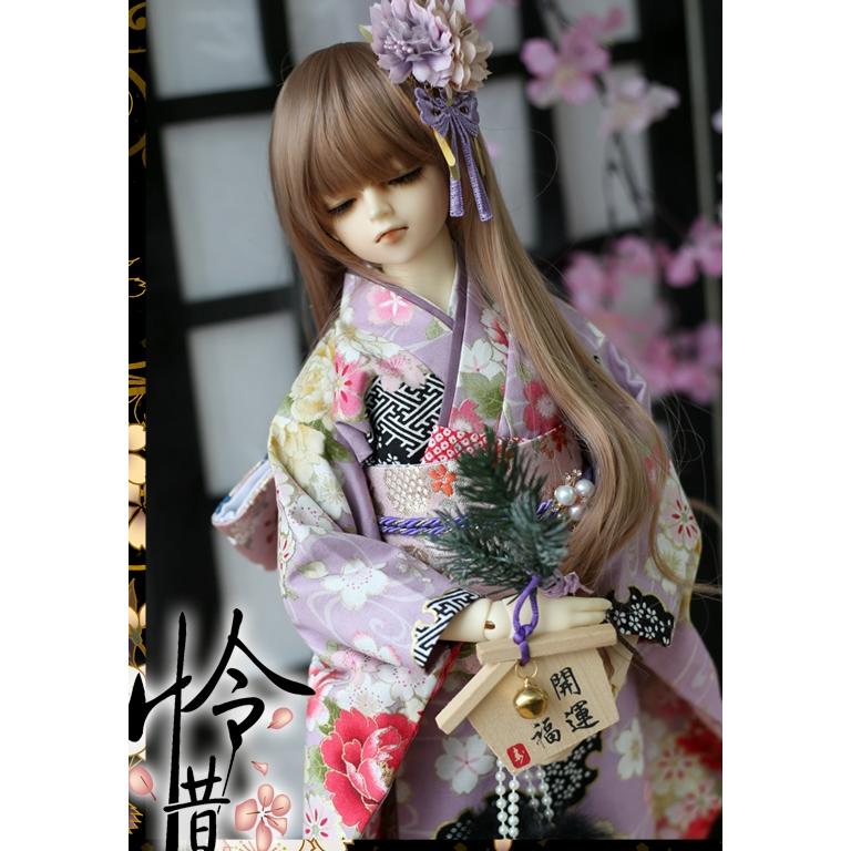 1/3,SD,DD 振袖 セット服 紫桜 草履付 ドルフィードリーム 人形用 着物 オーダー