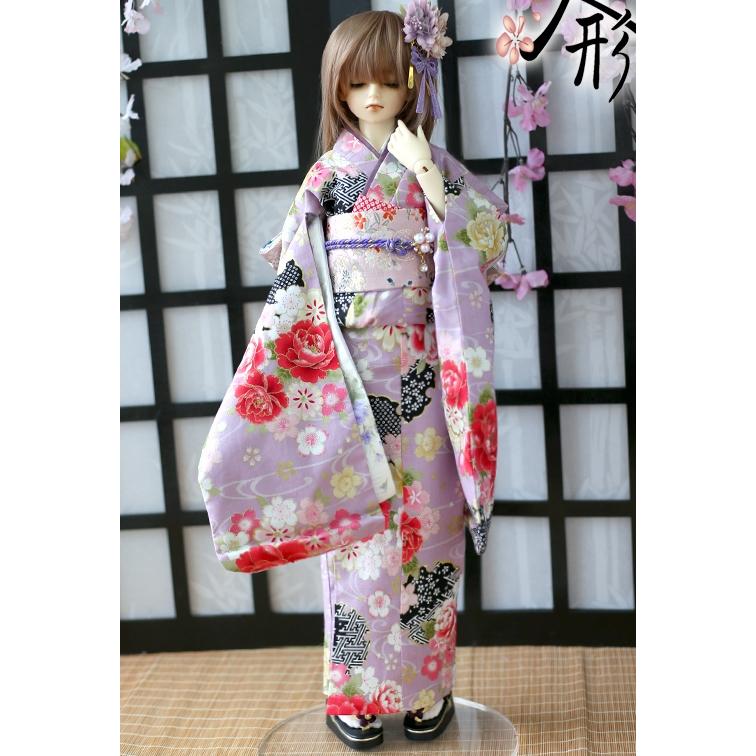 1/3,SD,DD 振袖 セット服 紫桜 草履付 ドルフィードリーム 人形用 着物 オーダー