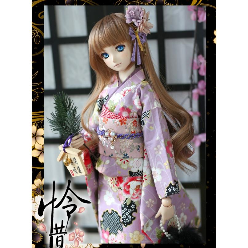 1/3,SD,DD 振袖 セット服 紫桜 草履付 ドルフィードリーム 人形用 着物 オーダー