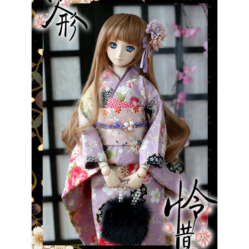 1/3,SD,DD 振袖 セット服 紫桜 草履付 ドルフィードリーム 人形用 着物 オーダー