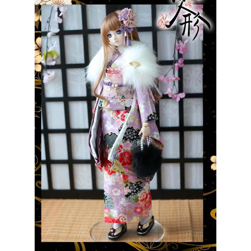 1/3,SD,DD 振袖 セット服 紫桜 草履付 ドルフィードリーム 人形用 着物 オーダー