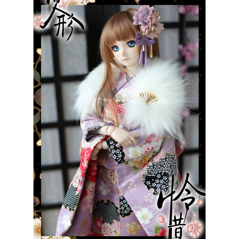 1/3,SD,DD 振袖 セット服 紫桜 草履付 ドルフィードリーム 人形用 着物 オーダー