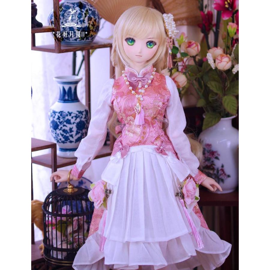 1/3，DD，SD チャイナ風 ドレス セット服 ピンク2 ドルフィードリーム ドールオーダー_3