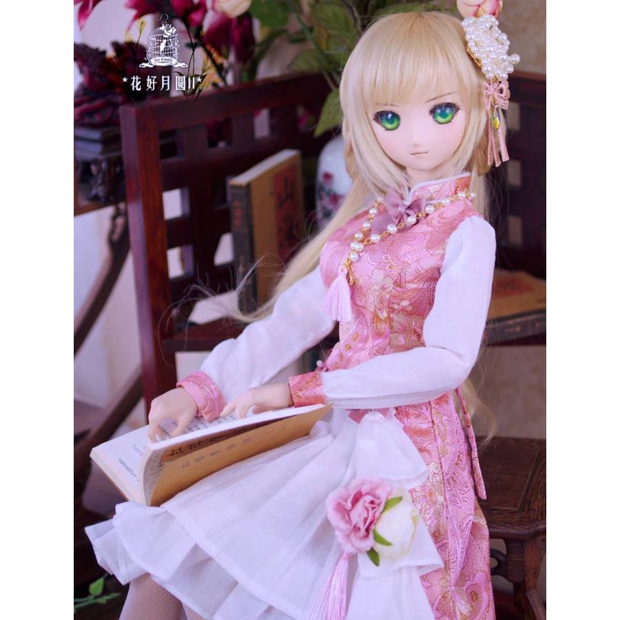 1/3，DD，SD チャイナ風 ドレス セット服 ピンク2 ドルフィードリーム ドールオーダー_4