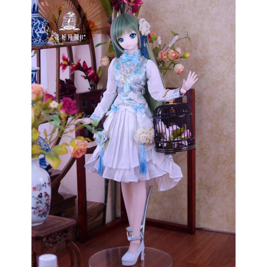 1/3，DD，SD チャイナ風ドレス セット服 水色2 ドルフィードリーム ドールオーダー_2
