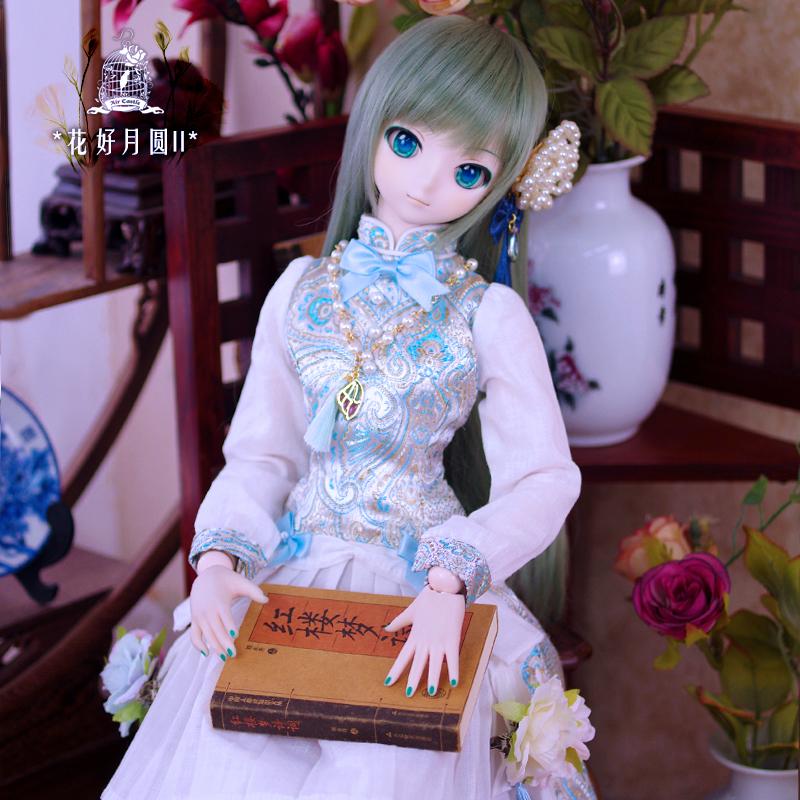 1/3，DD，SD チャイナ風ドレス セット服 水色2 ドルフィードリーム ドールオーダー_3