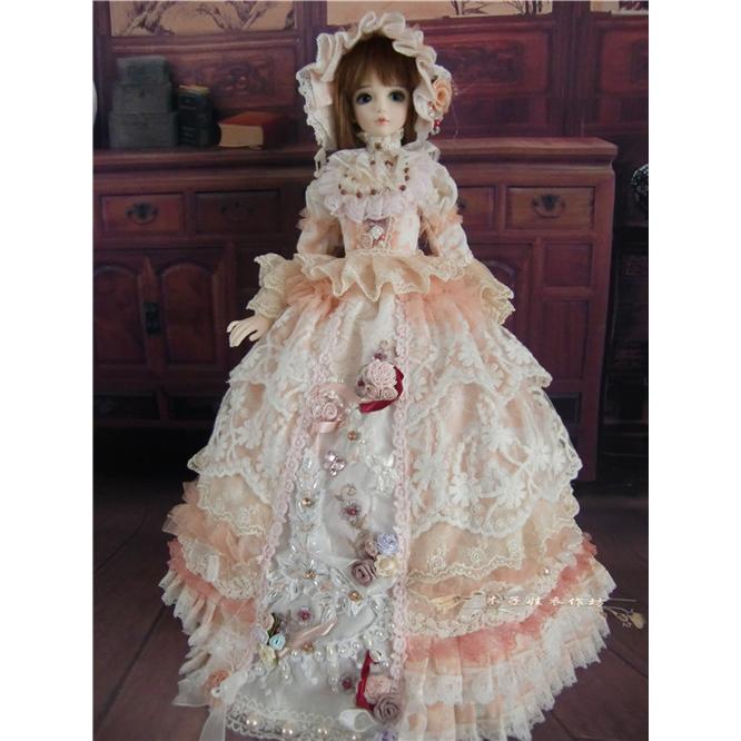 SD/DDスーパードルフィー服 レースとビーズのゴージャスドレス : 長楽