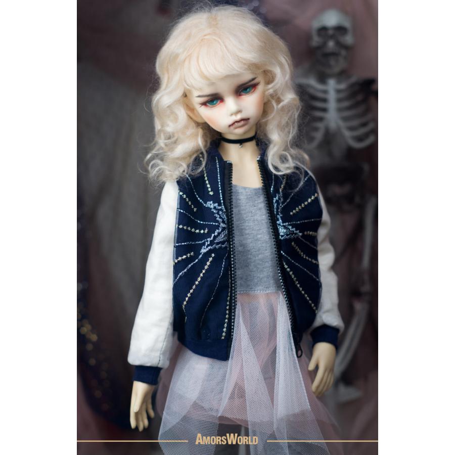 1/4，MSD スカジャン 袖無しTシャツスカート セット服 青 スーパードルフィー 人形洋服 オーダー