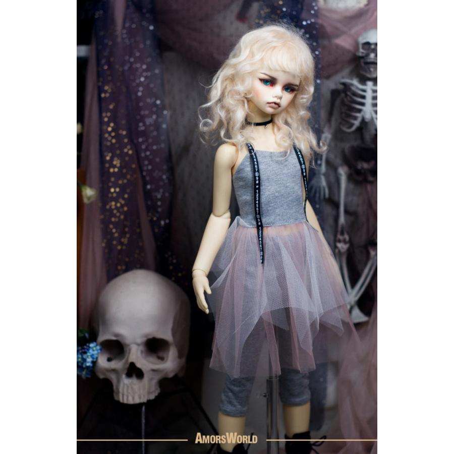 1/4，MSD スカジャン 袖無しTシャツスカート セット服 青 スーパードルフィー 人形洋服 オーダー