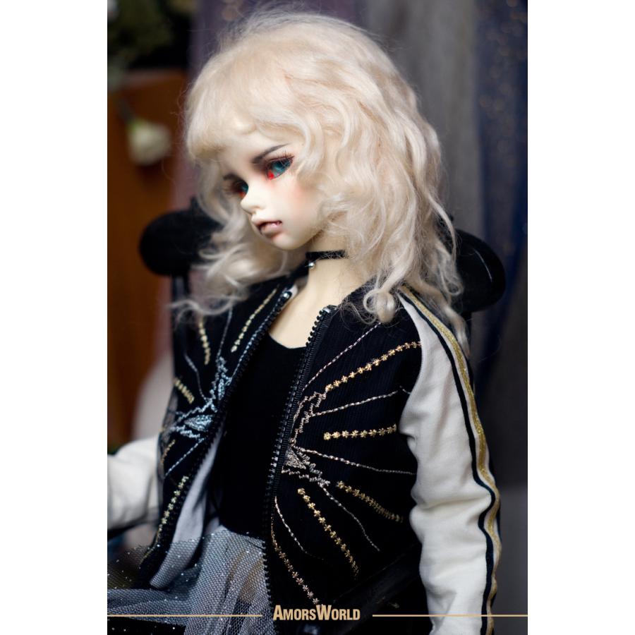 1/4，MSD スカジャン 袖無しTシャツスカート セット服 黒 スーパードルフィー 人形洋服 オーダー