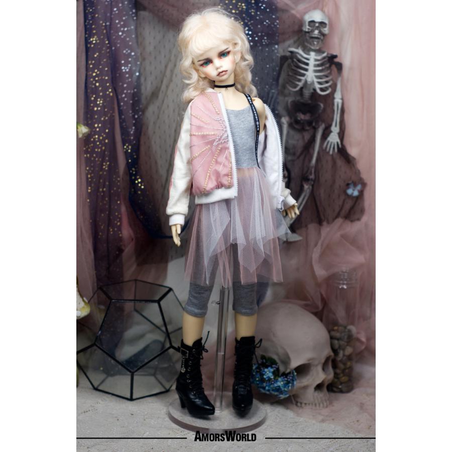 1/4，MSD スカジャン 袖無しTシャツスカート セット服 ピンク スーパードルフィー 人形洋服 オーダー