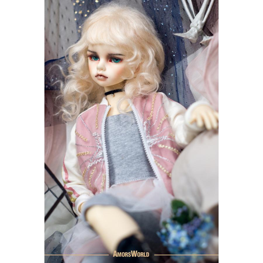 1/4，MSD スカジャン 袖無しTシャツスカート セット服 ピンク スーパードルフィー 人形洋服 オーダー