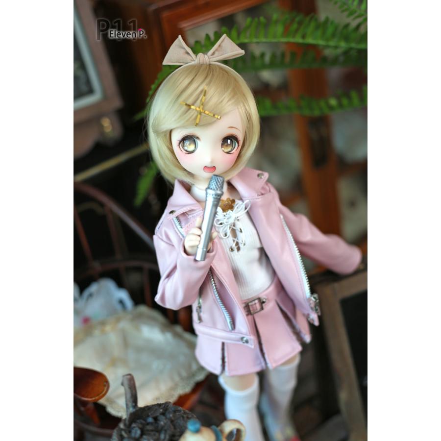 1/4，MSD，MDD 革ジャン風 ライダー ジャケット スカート セット服 ピンク ドルフィードリーム 人形洋服 オーダー_2