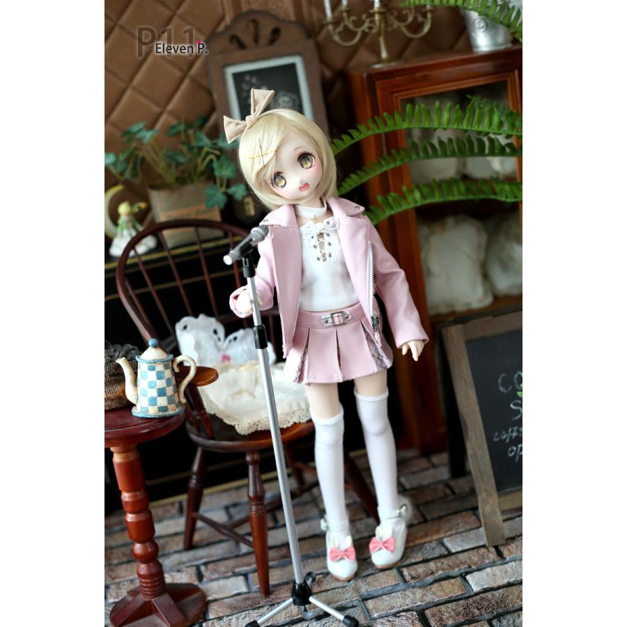 1/4，MSD，MDD 革ジャン風 ライダー ジャケット スカート セット服 ピンク ドルフィードリーム 人形洋服 オーダー_3
