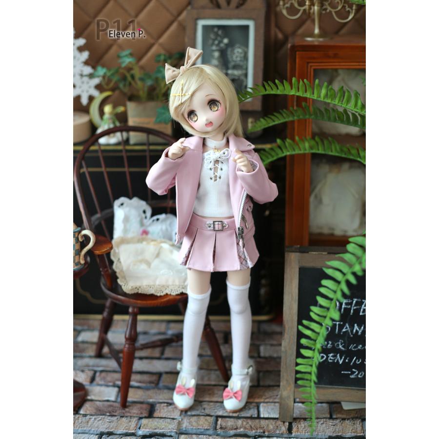 1/4，MSD，MDD 革ジャン風 ライダー ジャケット スカート セット服 ピンク ドルフィードリーム 人形洋服 オーダー_4