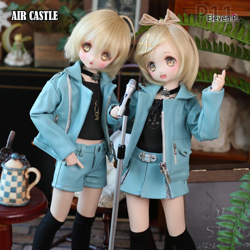 1/4，MSD，MDD 革ジャン風 ライダー ジャケット パンツ セット服 ブルーグリーン ドルフィードリーム 人形洋服 オーダー_1
