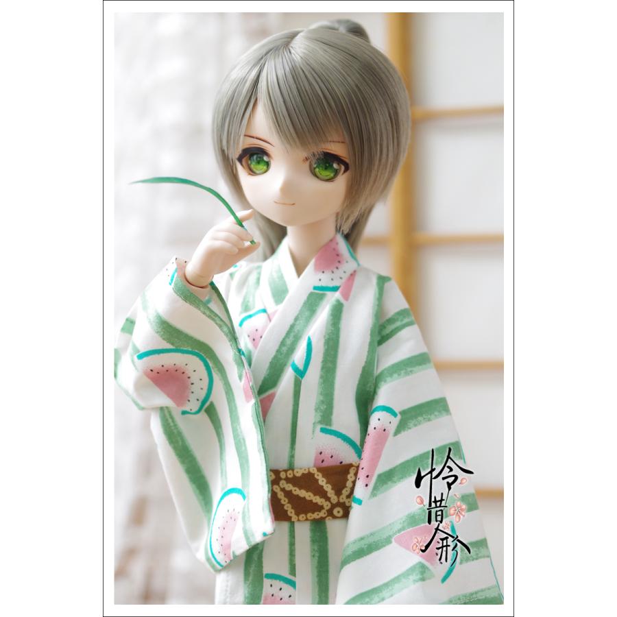 1/4，MSD，MDD メンズ 浴衣セット ストライプ スイカ 緑 ドルフィードリーム ドール服 オーダー_3