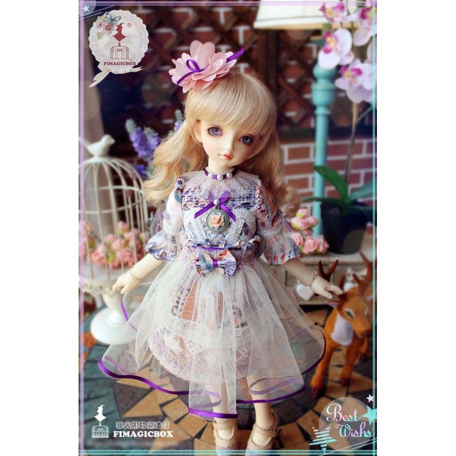 1/4，MSD 紫のドレスセット スーパードルフィー ドール服 オーダー