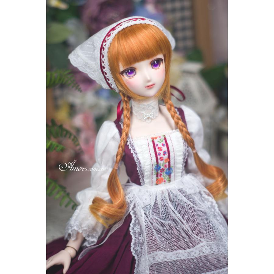1/6BJD，YOSD，幼SD 牧場少女 セット服 ワインレッド スーパードルフィー 人形洋服 オーダー
