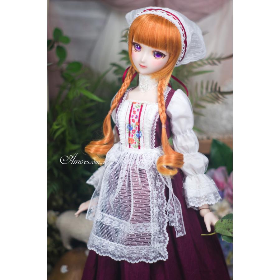 1/6BJD，YOSD，幼SD 牧場少女 セット服 ワインレッド スーパードルフィー 人形洋服 オーダー