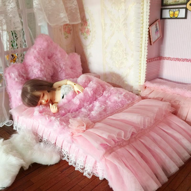 YOSD/幼SD ドールベッドセット ピンク3 5点セット ドール家具 オーダー