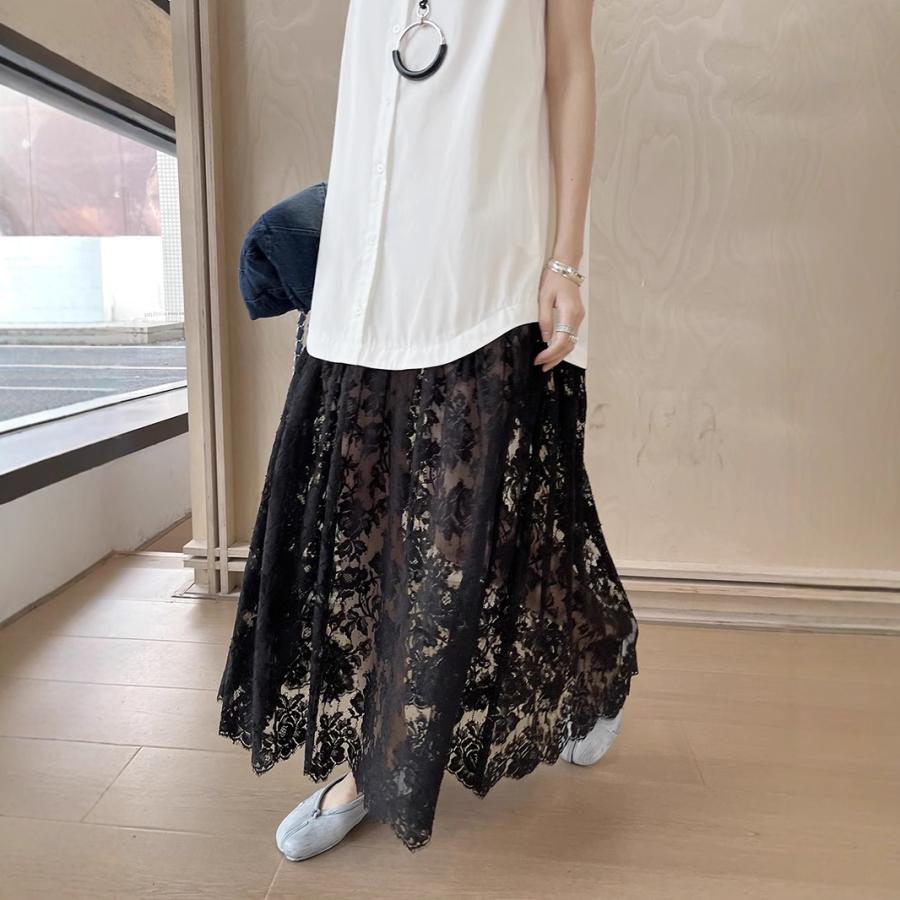 レース 服 重ね着風レースマキシワンピース_3