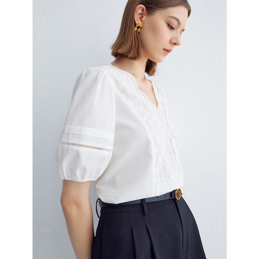 レース 服 花柄刺繍レース胸元ブラウス : 長楽ストア - 通販 - Yahoo