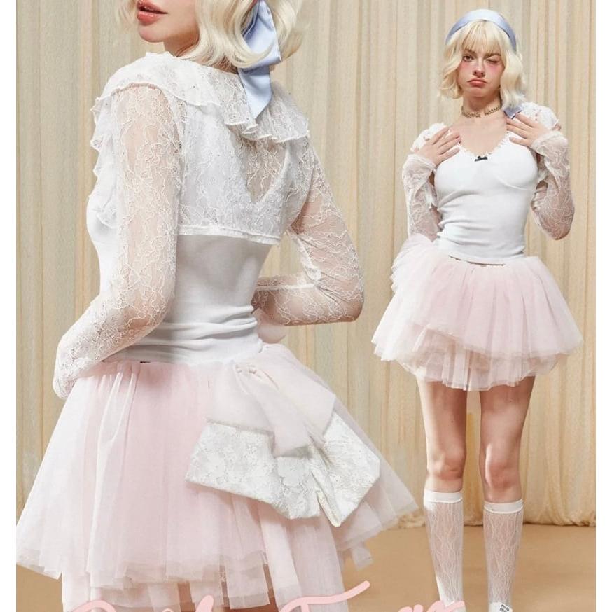 フリル リボン ミニスカート かわいい スカート_5