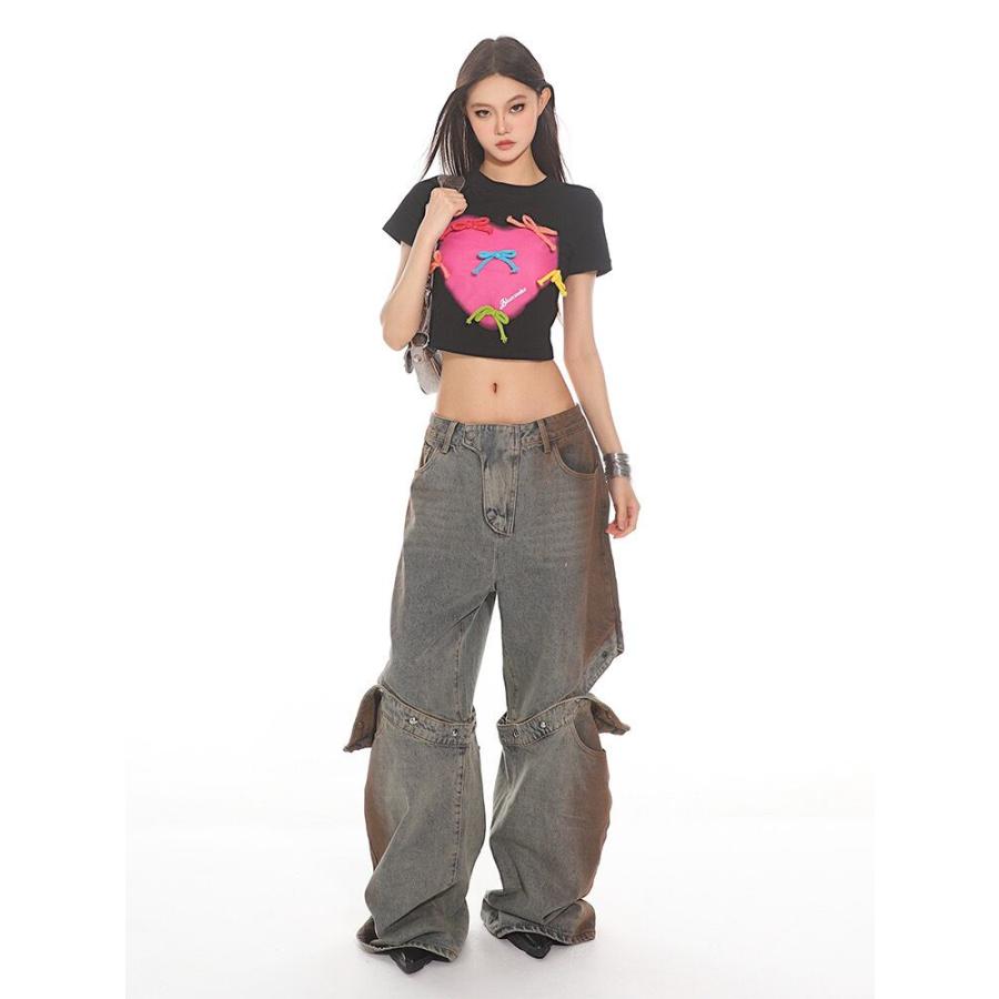 白　黒　カラフル　リボン　Tシャツ　トップス　ガーリー　カジュアルの画像