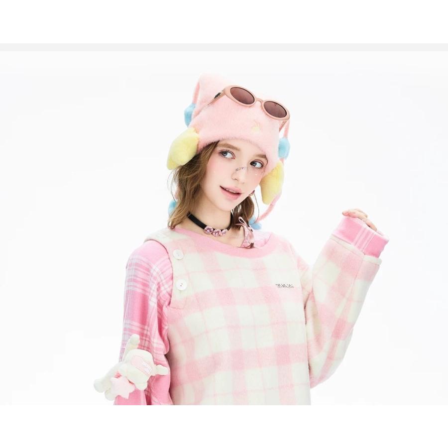ピンク　チェック　セーター　ニット　カーディガン_9