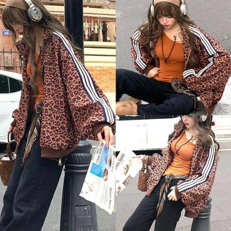 レオパード パーカー スウェット カジュアル ヒョウ柄 アウター : 長楽