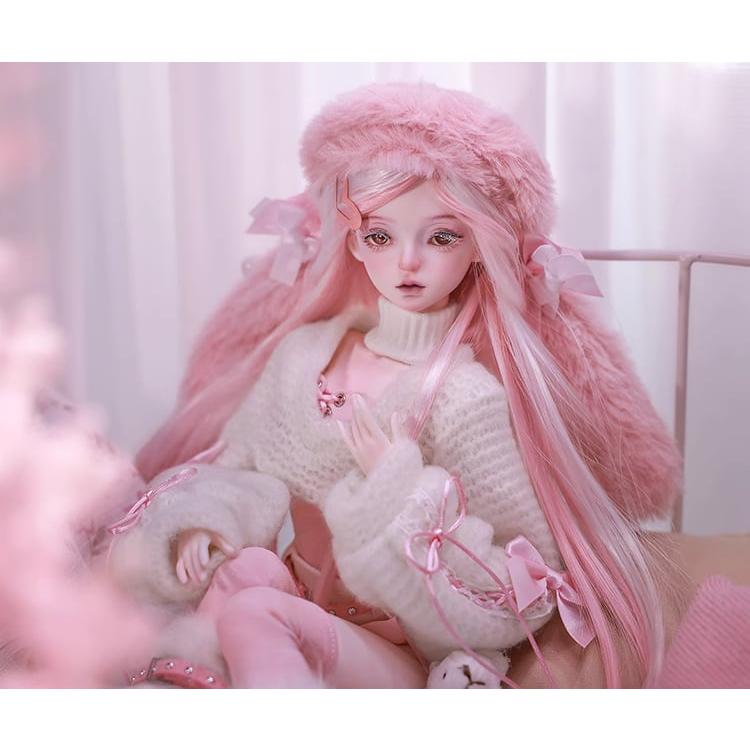 BJD 1/4 ドール本体 予柔 ピンクのウサギ耳帽子 球体関節人形