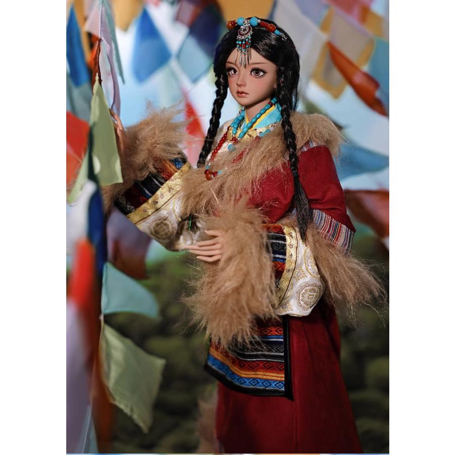 BJD 1/3ドール本体 Chiara?布（ノブ）中国少数民族・藏族（チベット族）少女 民族風フルセット SD女の子 球体関節人形の画像