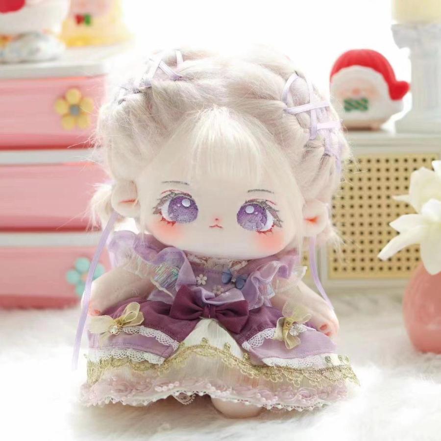 無属性 ぬいぐるみ 20cm 着せ替えぬいぐるみ 灰色の髪と紫色の目女の子