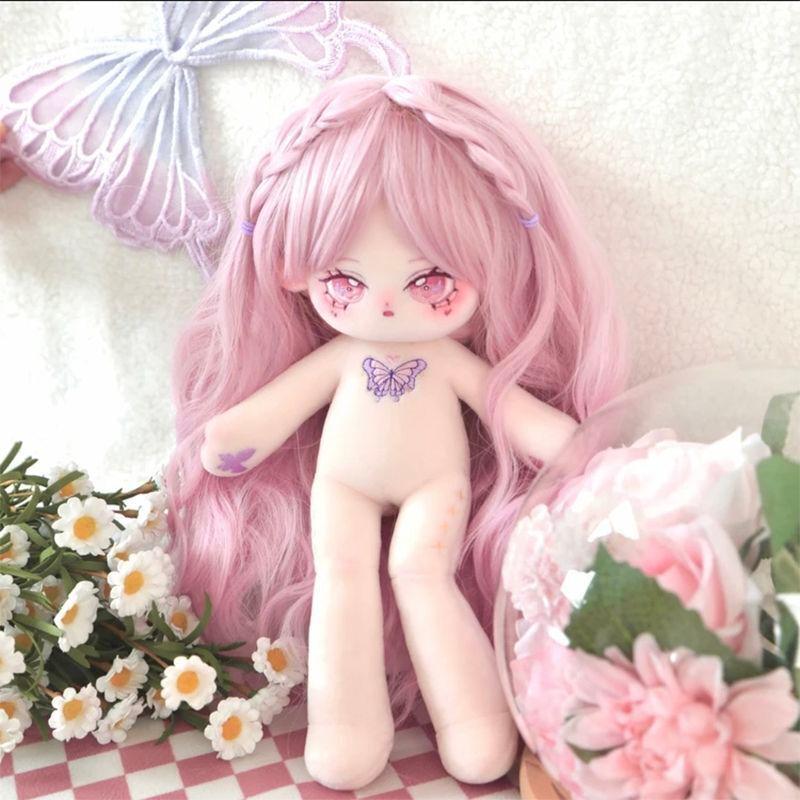 無属性 ぬいぐるみ 長い脚 30cm 着せ替えぬいぐるみ ピンク髪ピンク目女の子 着せ替え人形 綿人形 コットンドール キャラクターぬいぐるの画像