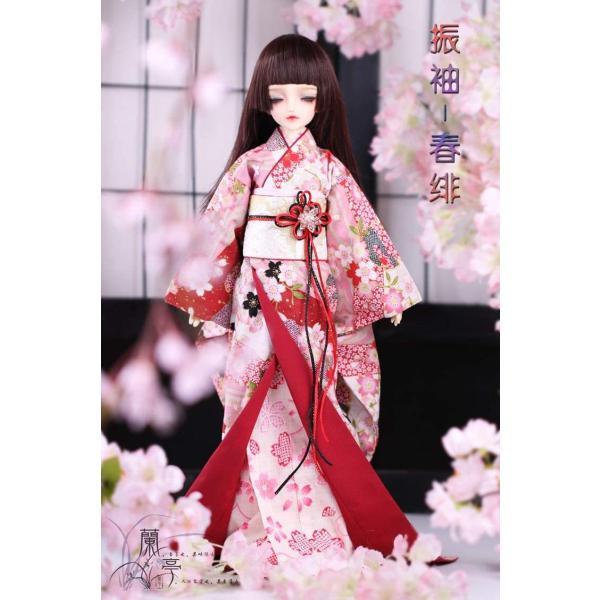 まい❄️ すのチル 服 着物 和服 BJD/SDドール服 人形服 BJD着物 和風振袖着物 春緋/春葉 春葉