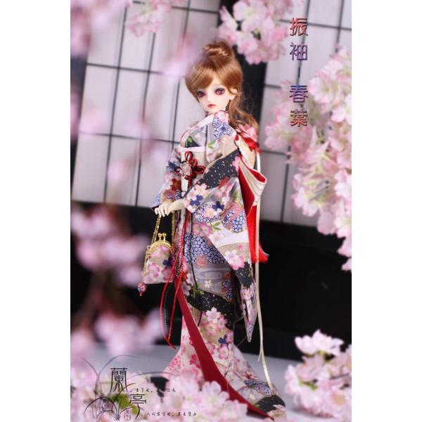 BJD/SDドール服 人形服 BJD着物 和風振袖着物 春緋/春葉 春葉