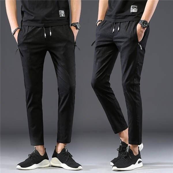 メンズ スリムパンツ 九分丈 スウェットパンツ テーパードパンツ 薄い ストライプ柄 スキニーチノパンツ ウエストゴム パンツ おしゃれ 吸汗速乾 薄手 美脚 夏 Proyabloko Pro