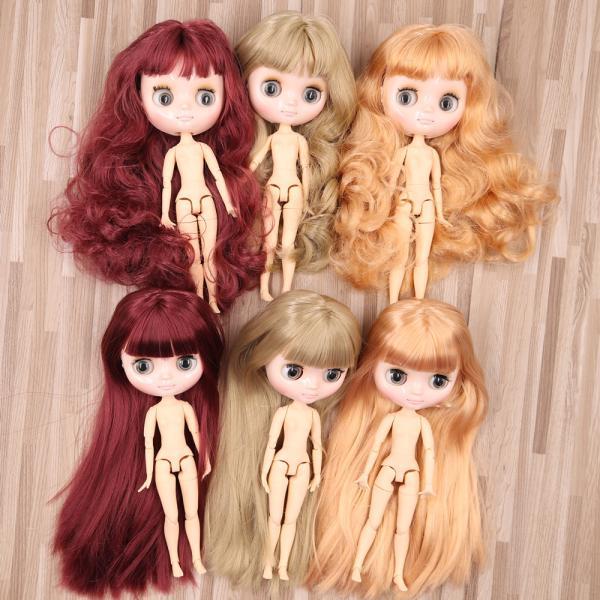 女の子のための光沢のある顔と体の関節人形，かわいいーションの女の子のためのまっすぐで巻き毛の関節人形，スケール1/8（B_2