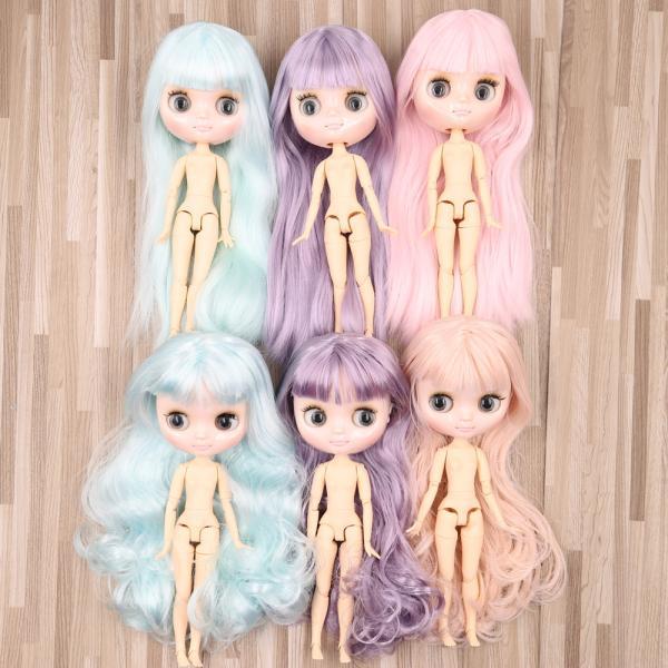 女の子のための光沢のある顔と体の関節人形，かわいいーションの女の子のためのまっすぐで巻き毛の関節人形，スケール1/8（B_3