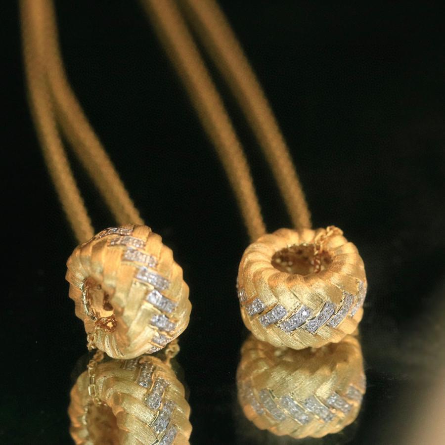 ネックレスチェーン 金製編み目模様宝石ペンダントネックレスの画像