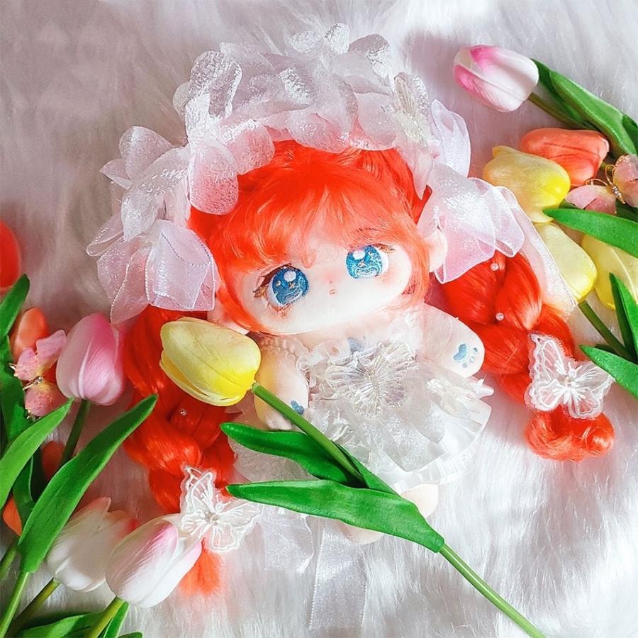 20cm着せ替えぬいぐるみ無属性オレンジ色の髪と青い目女の子ロングヘアー小橘_3