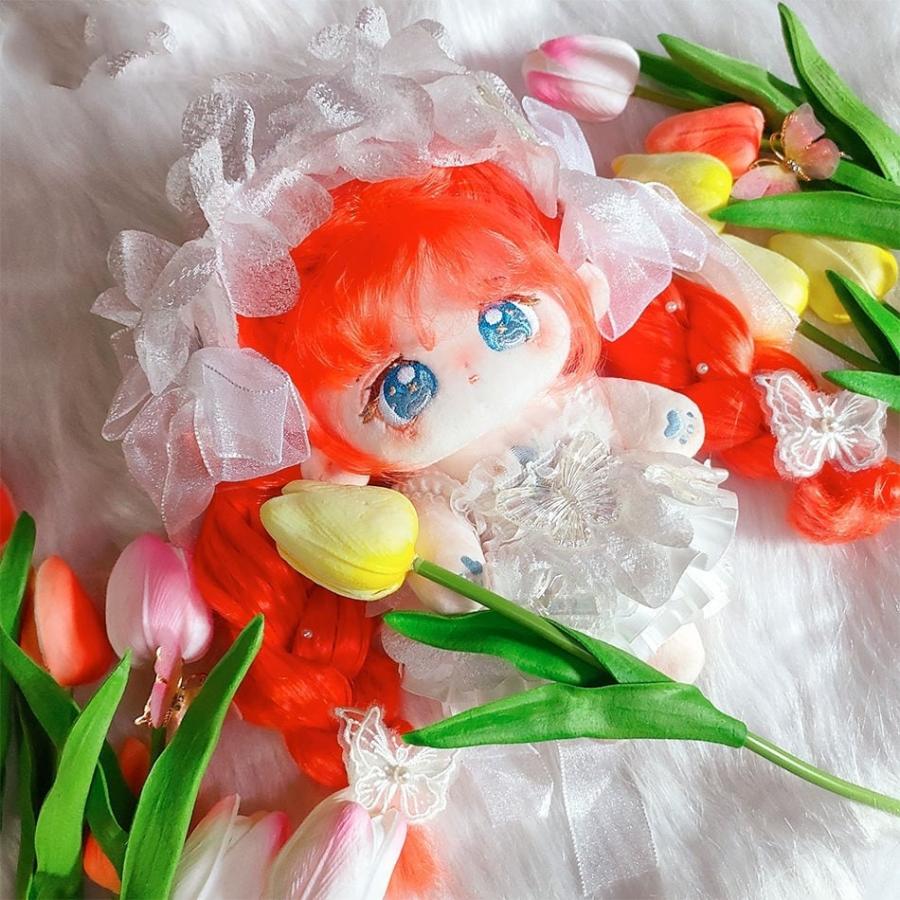 20cm着せ替えぬいぐるみ無属性オレンジ色の髪と青い目女の子ロングヘアー小橘_4