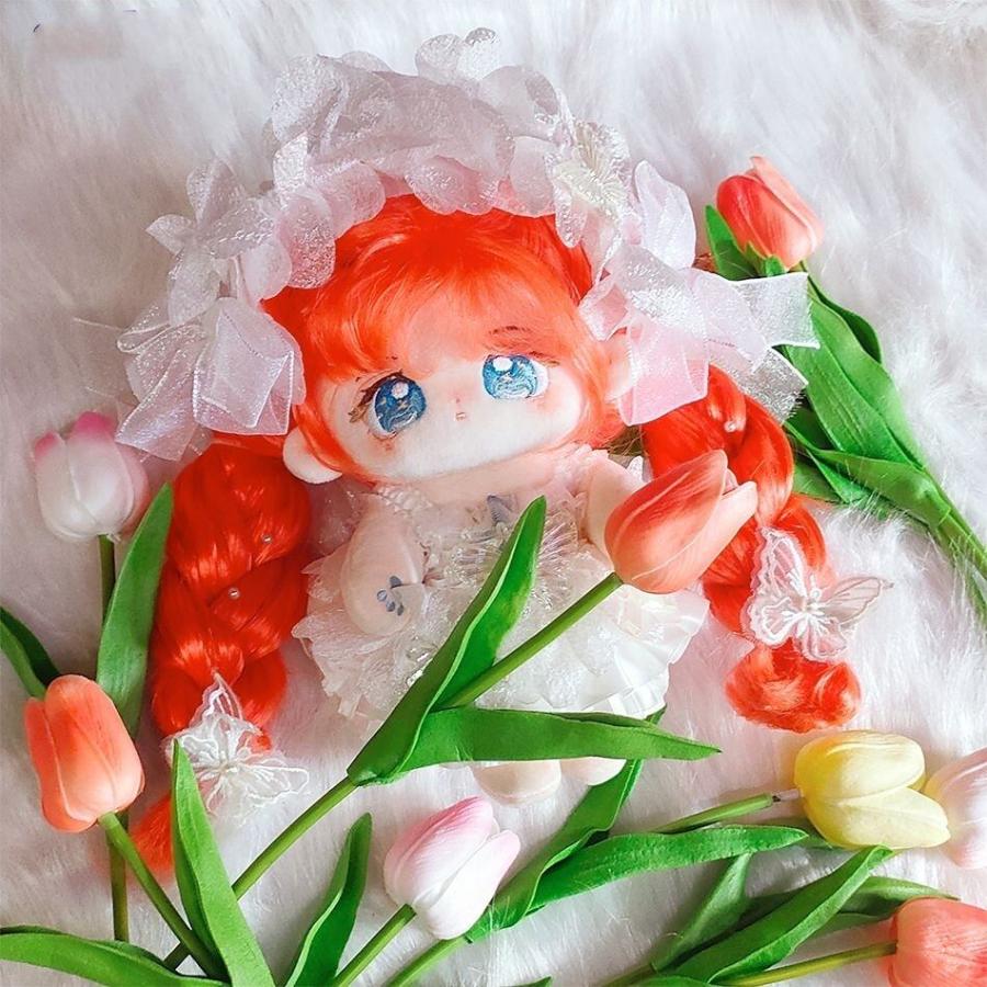 20cm着せ替えぬいぐるみ無属性オレンジ色の髪と青い目女の子ロングヘアー小橘_6