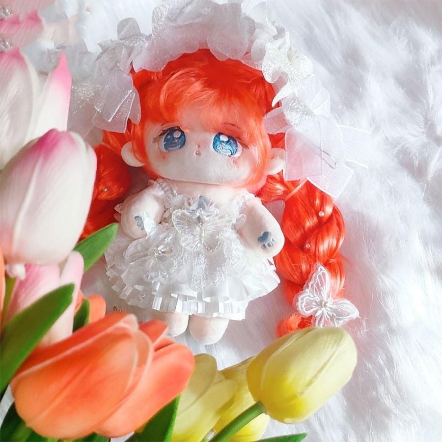 20cm着せ替えぬいぐるみ無属性オレンジ色の髪と青い目女の子ロングヘアー小橘_7