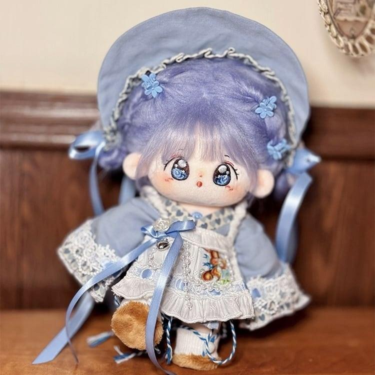 20cm着せ替えぬいぐるみ無属性着せ替え人形女の子青い髪青い目綿人形