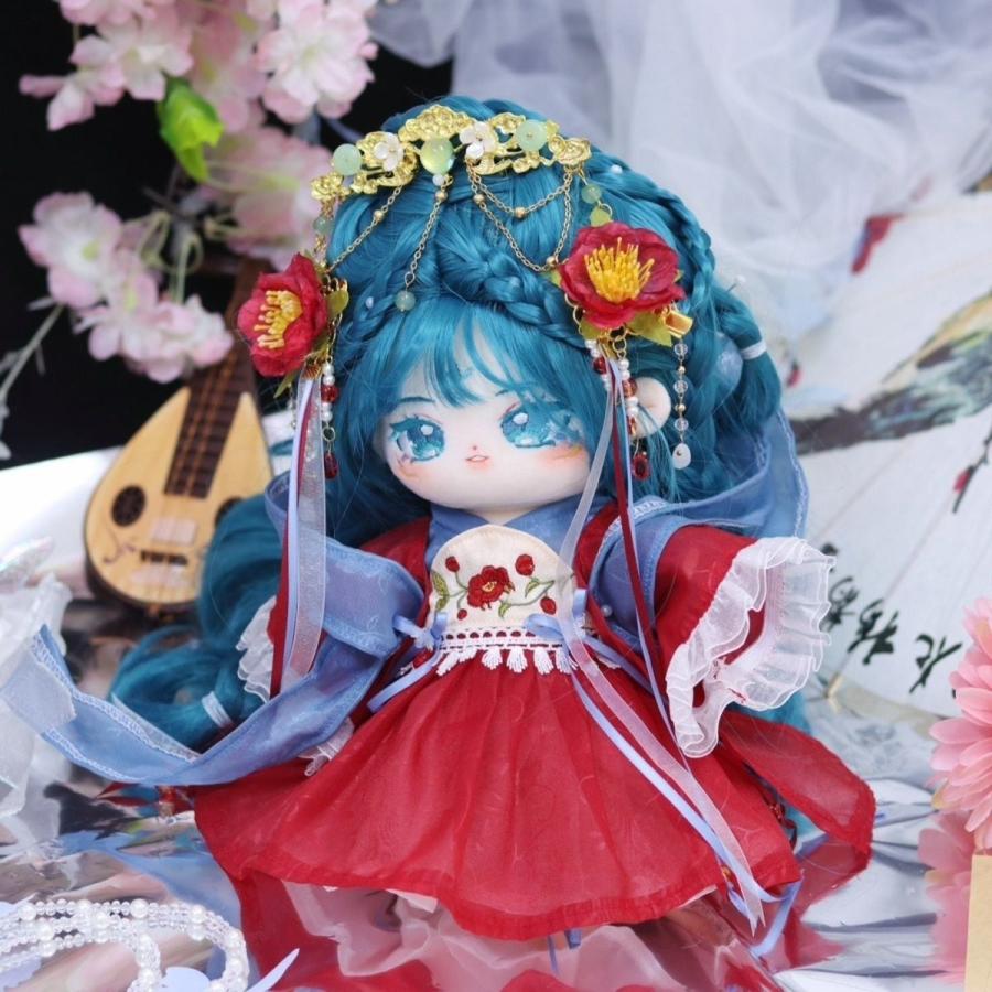 ロングヘア女の子20cm着せ替えぬいぐるみ無属性緑の髪緑の瞳孔雀_2